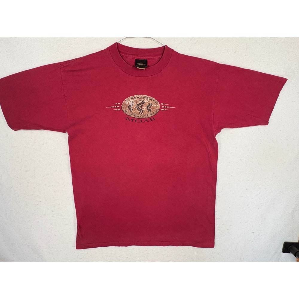Prairie Mountain Moab Utah Kokopelli T-Shirt Mens Large Red USA Made Cotton